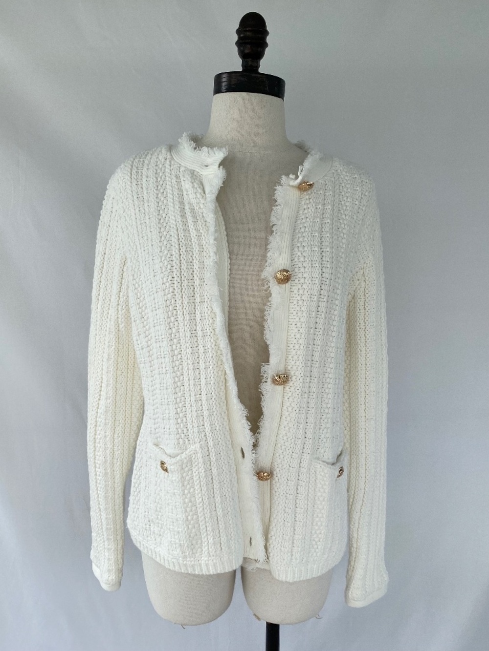 Express Off White Knit Cardigan with Gold Buttons NWT